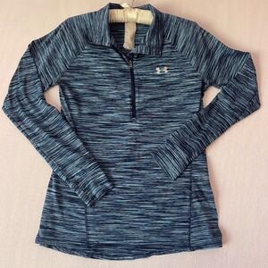 Under Armour Womens Blue Space Dye Quarter Zip Pullover Long Sleeve Top Size S